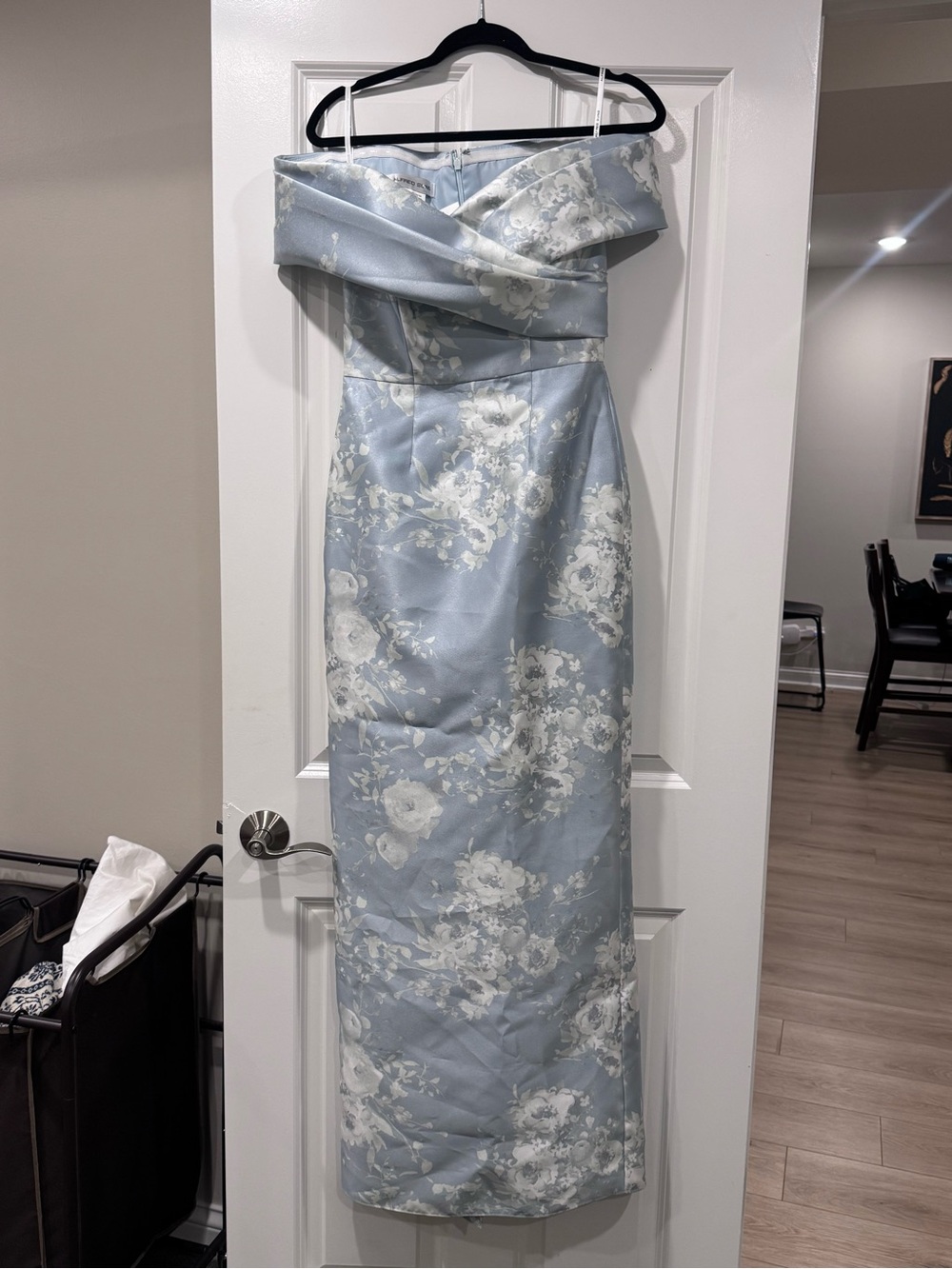 Alfred Sung/Dessy Constance Off-Shoulder Floral Jacquard Gown in Light Blue - Picture 5 of 11